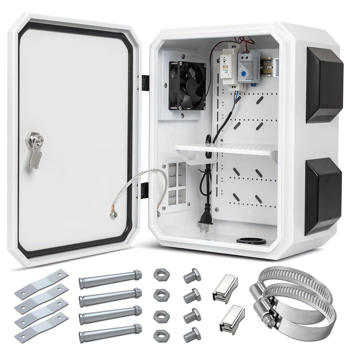 Outdoor Electrical Box with Thermostat and Fan for Protection
