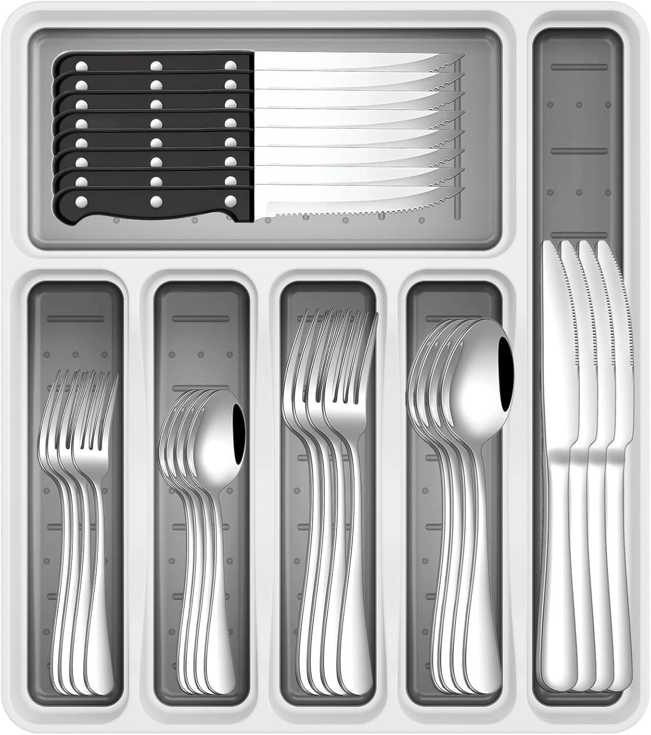 49-Piece Stainless Steel Silverware Set with Organizer for 8