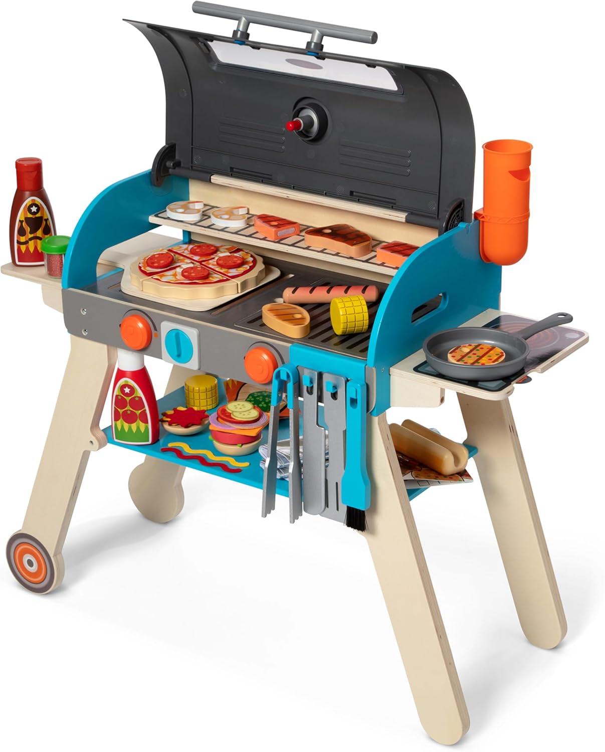 Melissa & Doug Deluxe Wooden Barbecue Grill & Pizza Oven Set