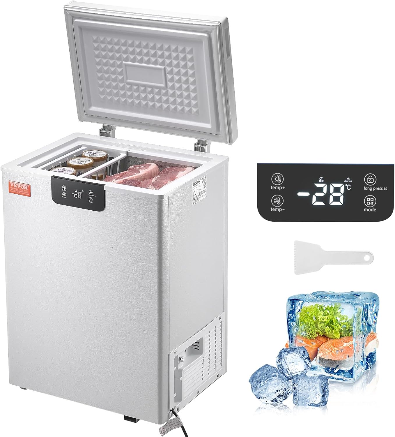 VEVOR Chest Freezer 2.22 Cu.ft Compact Deep Freezer for Storage