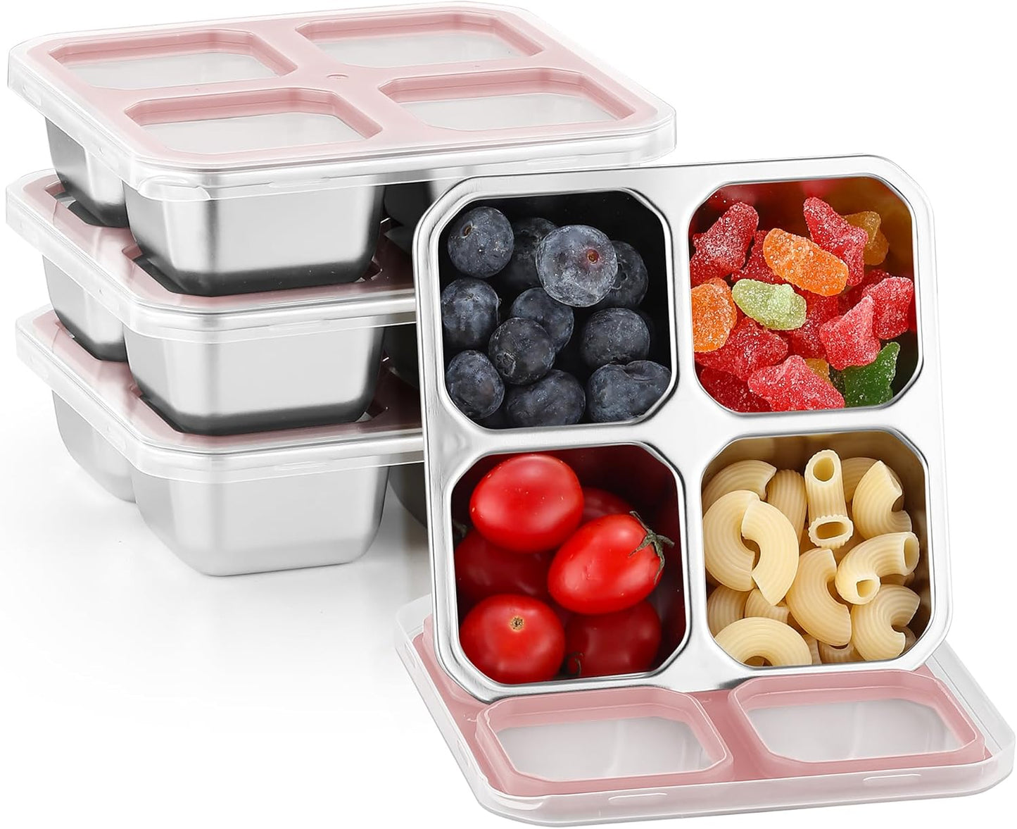 BEFOY 4 Pack Stainless Steel Snack Containers for Meal Prep