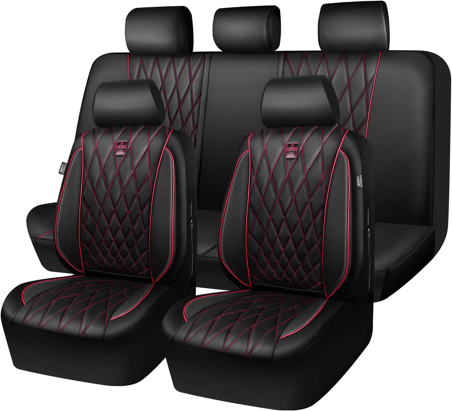 CAR PASS Luxury Leather Seat Covers Full Set for 5 Seats