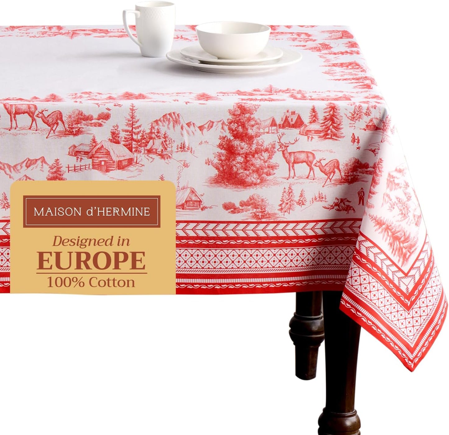 Maison d' Hermine 100% Cotton Fall Tablecloth for Dining Decor