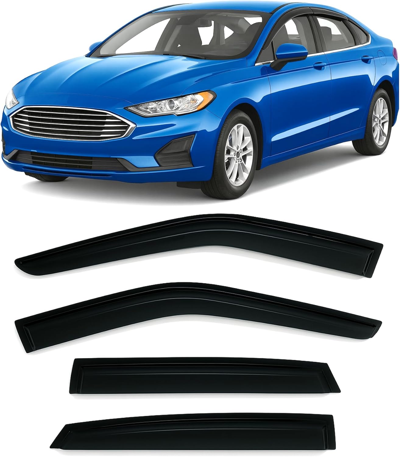 Tape-On Rain Guards for Ford Fusion 2013-2020 - Durable Visors