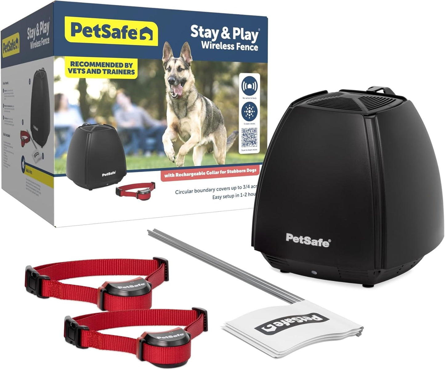 Portable PetSafe Wireless Fence 2-Dog Set - No Wires, Stubborn Dog Friendly