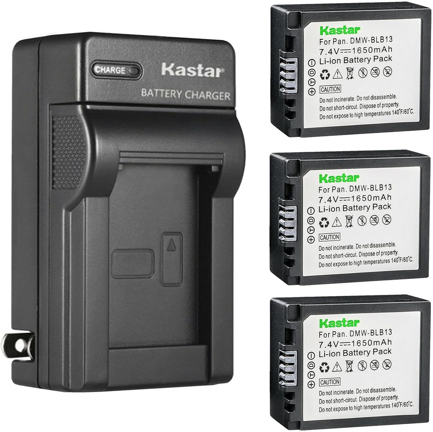 Kastar 3-Pack Battery and AC Wall Charger for Panasonic Lumix