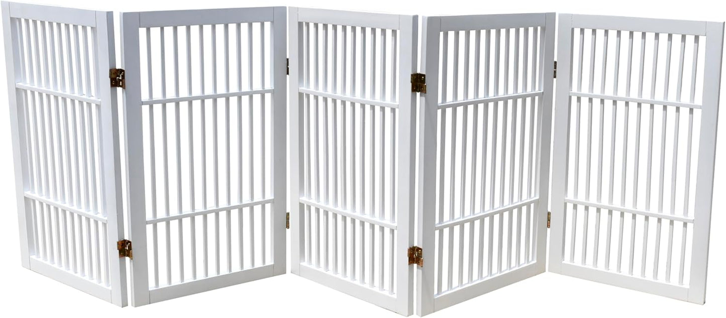 Freestanding Wooden Pet Dog Gate for Indoor and Outdoor Use