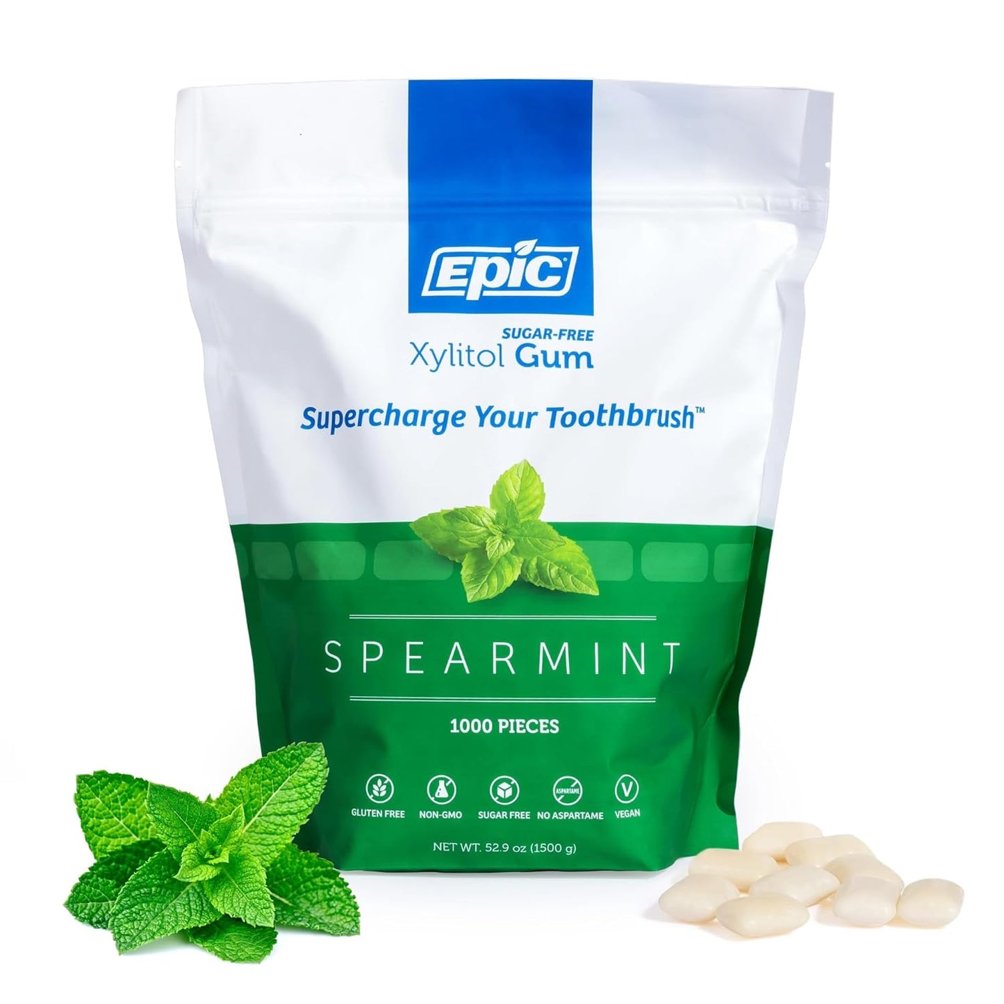 Epic 100% Xylitol Spearmint Chewing Gum for Fresh Breath