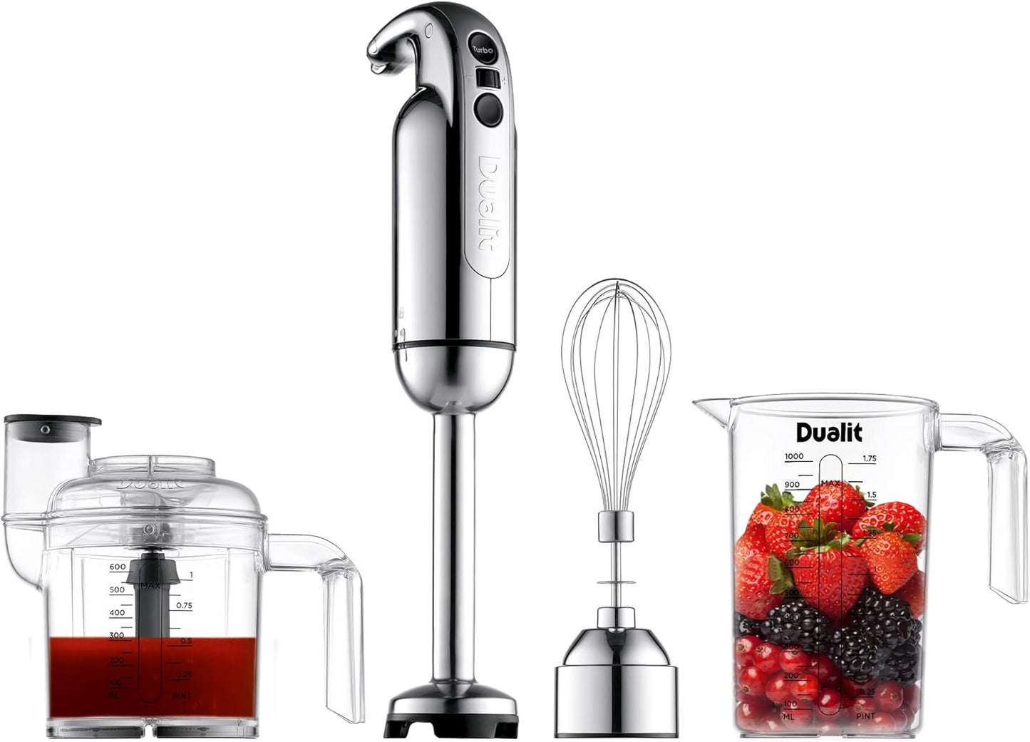 Powerful 700W Dualit Hand Blender Set | Turbo Speed | Chrome