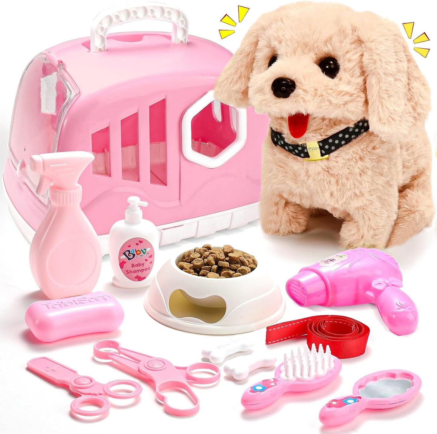 Interactive Walking Barking Puppy Toy Set for Kids | Volmop Pet Care Fun