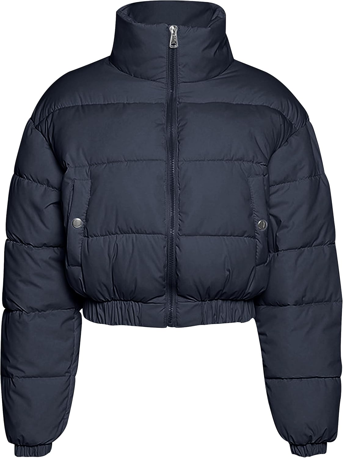 Flygo Cropped Puffer Jacket for Women - Stylish Winter Warmth