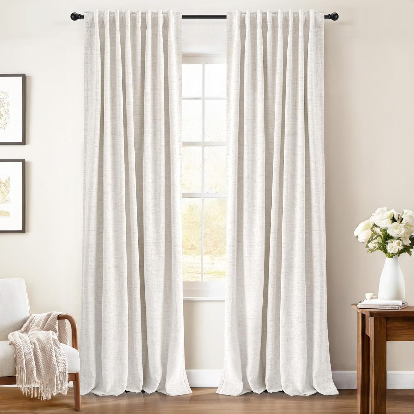 INOVADAY 100% Blackout Curtains for Bedroom, 63 Inches Length