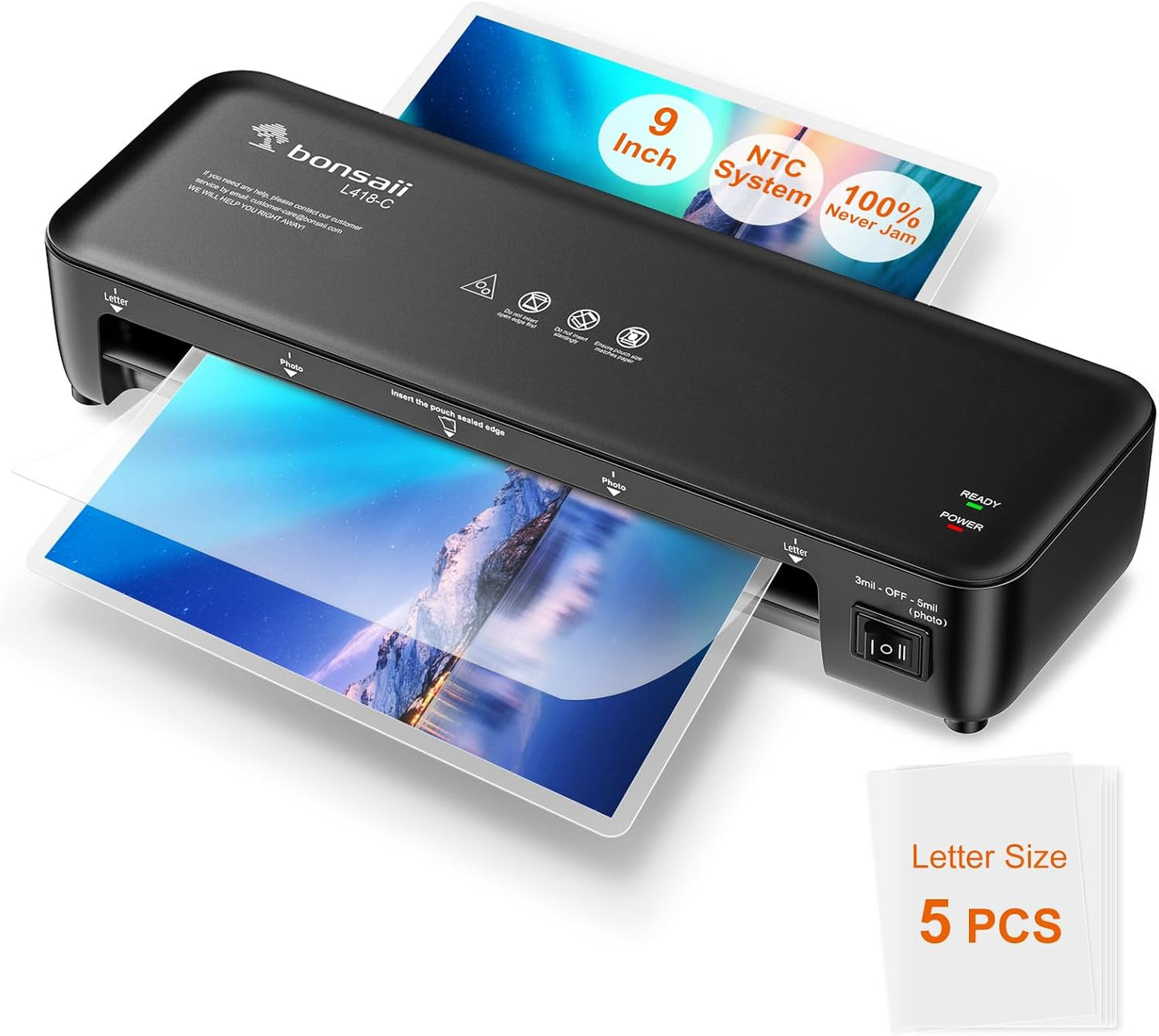 Bonsaii 9 Inch Thermal Laminator - Never Jam Technology!