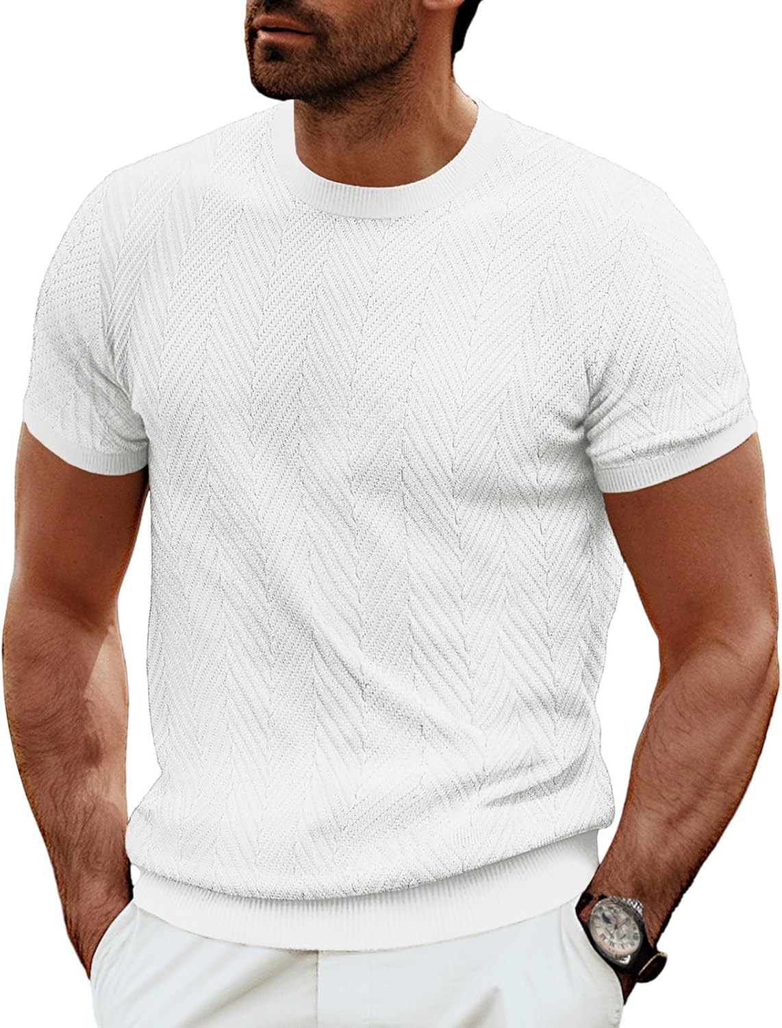 PJ PAUL JONES Men's Short Sleeve Knit T-Shirts for Casual Style