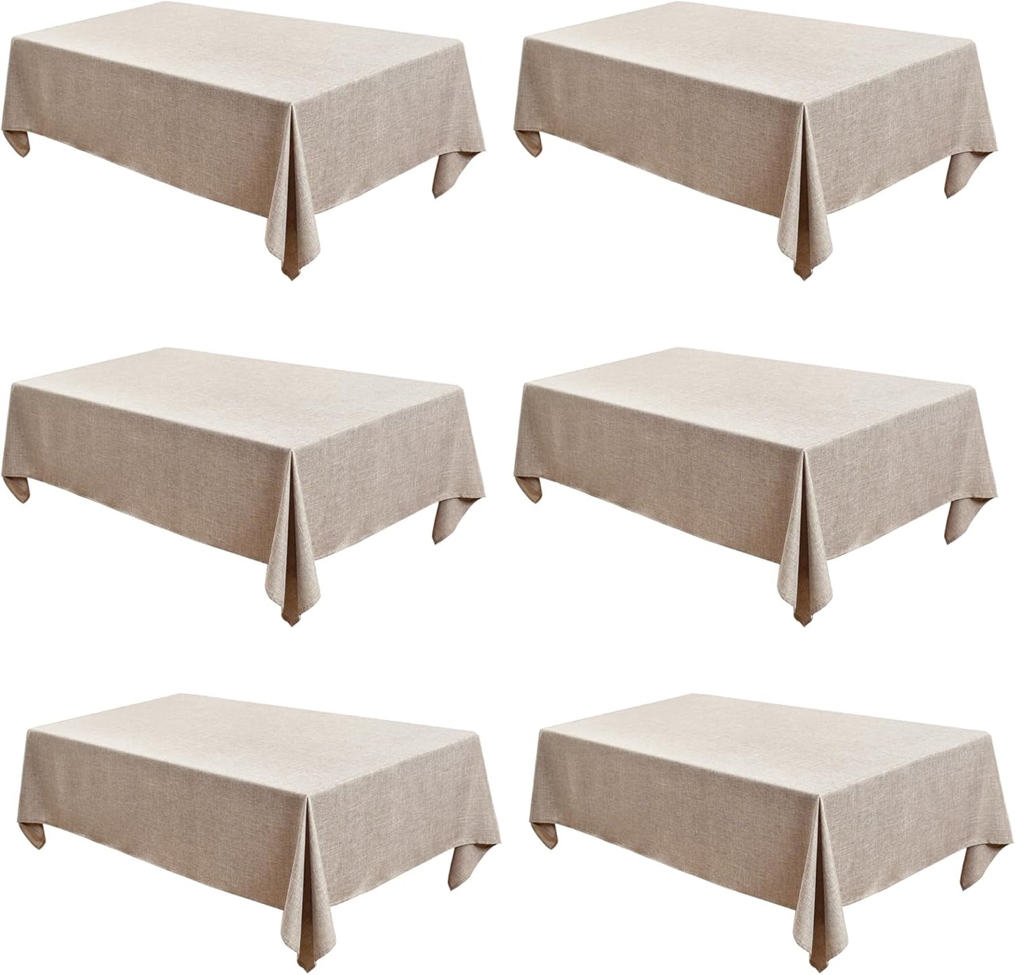Fitable Faux Linen Tablecloths for 6 Foot Tables - 6 Pack