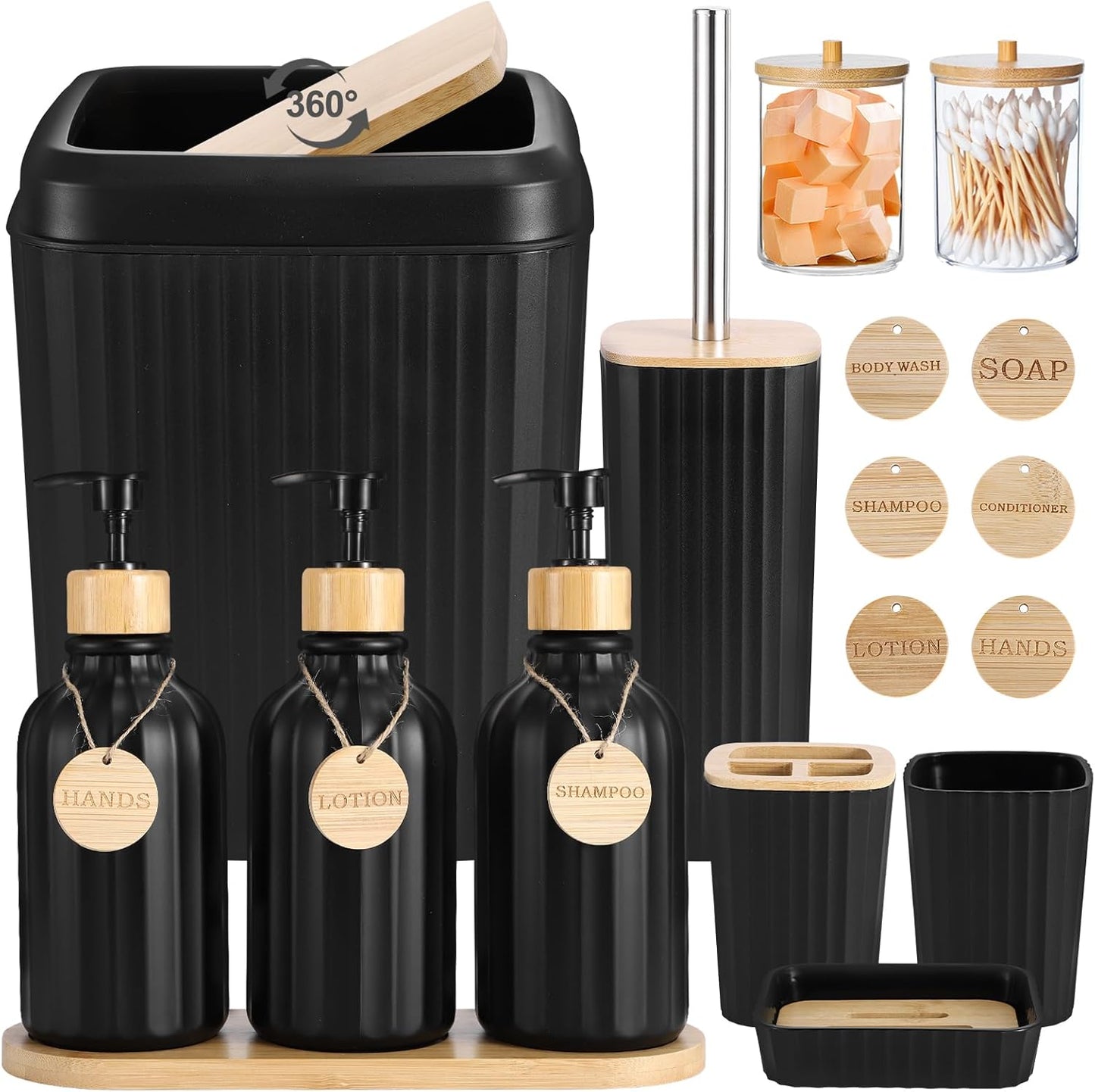 17PCS Black Bathroom Accessories Set for Modern Home Decor