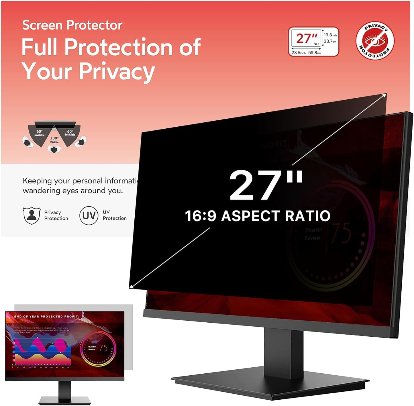 BERSEM 27 inch Removable Computer Privacy Screen Filter Review