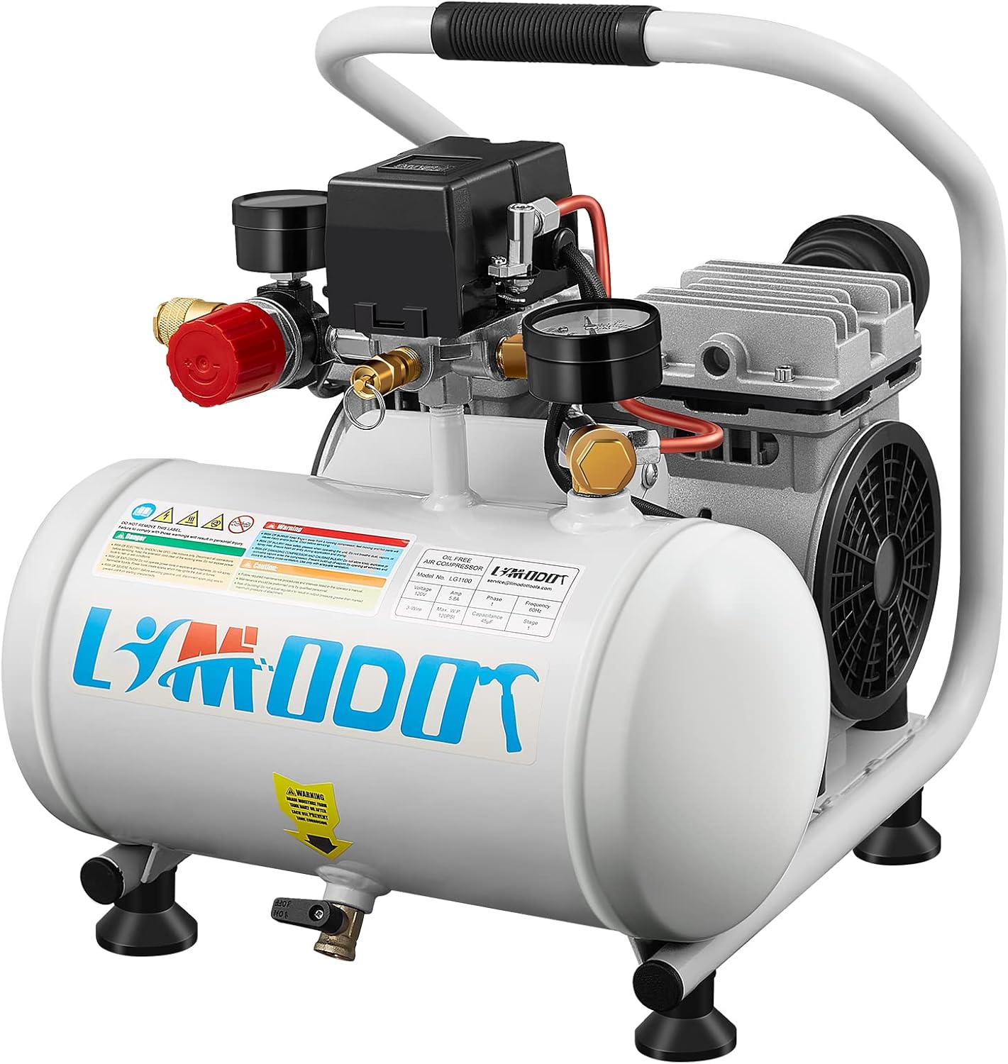 Silent Portable Air Compressor by Limodot - 60 dB for Tires & Tools