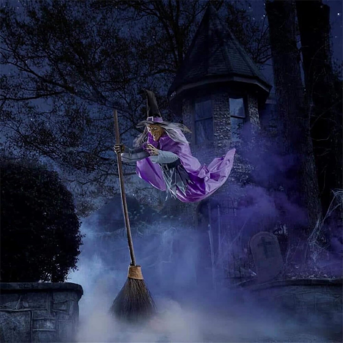 12FT Animated Hovering Witch for Spooky Halloween Decor