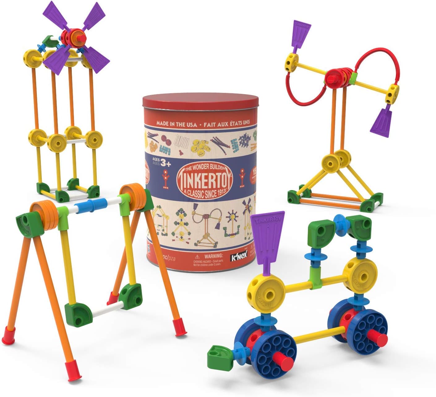 TINKERTOY Retro Building Tin - 100 Parts for Creative Fun