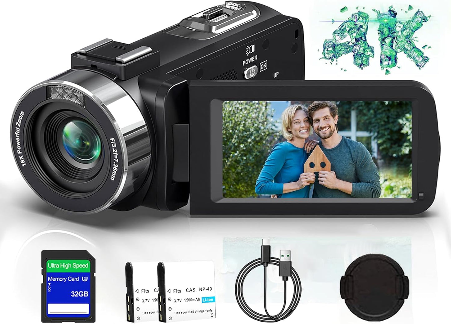 4K Ultra HD Video Camera Camcorder with 18X Digital Zoom
