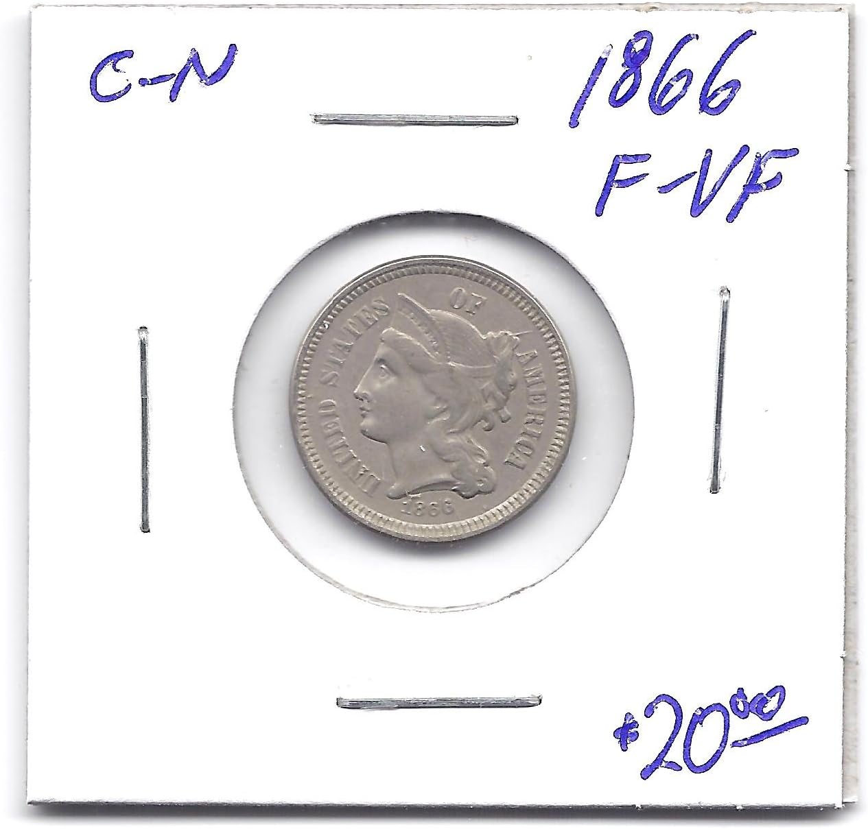 1866 Three-Cent F-VF Copper-Nickel Piece Coin Review