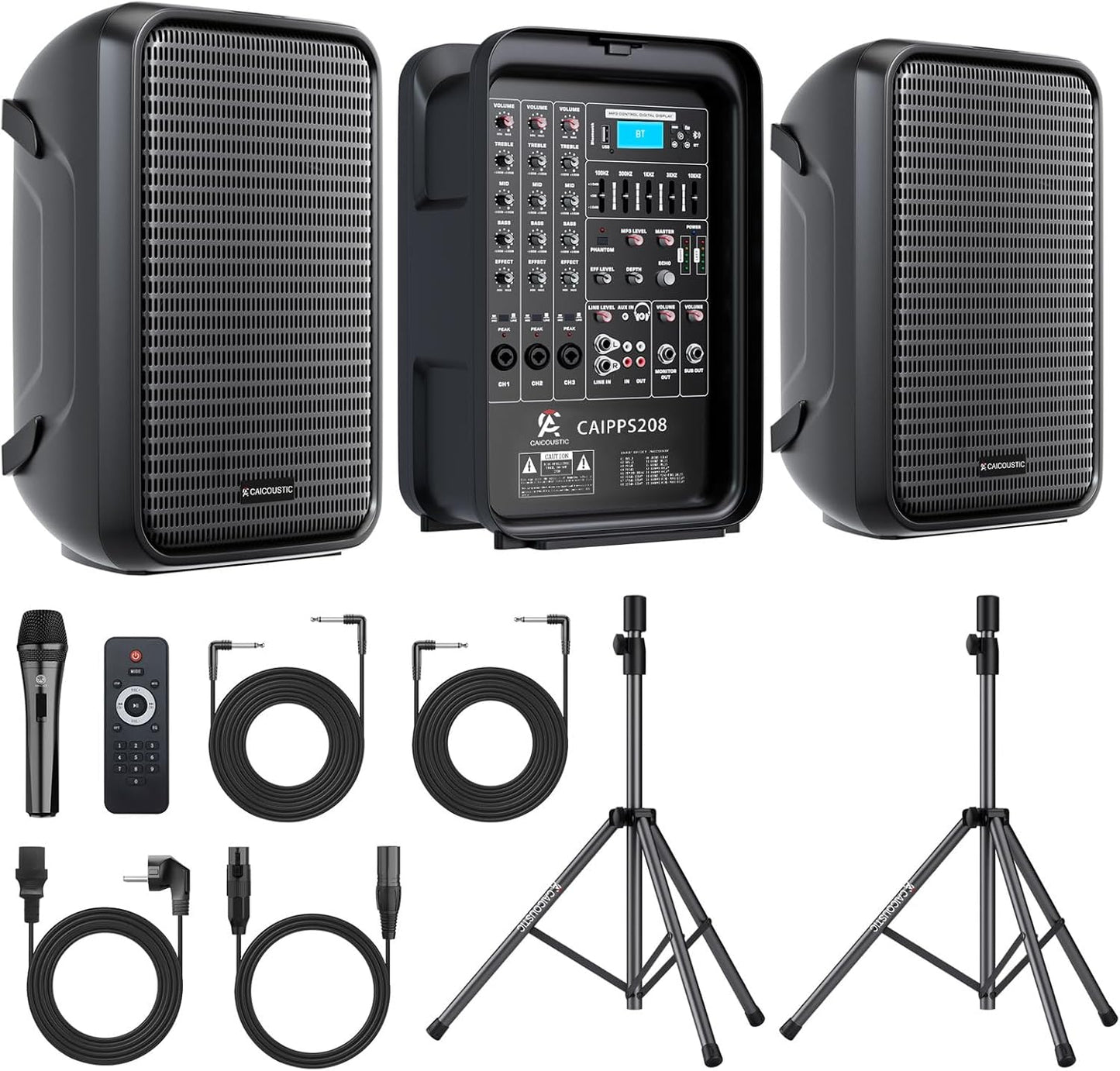 All-in-One 2-Way PA Speaker System with 300W Mixer Bundle