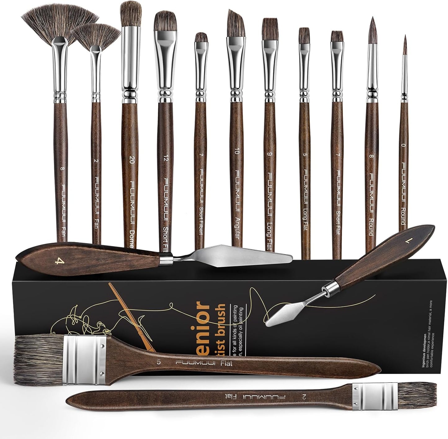 Professional Oil Paint Brush Set with Natural Badger Bristle