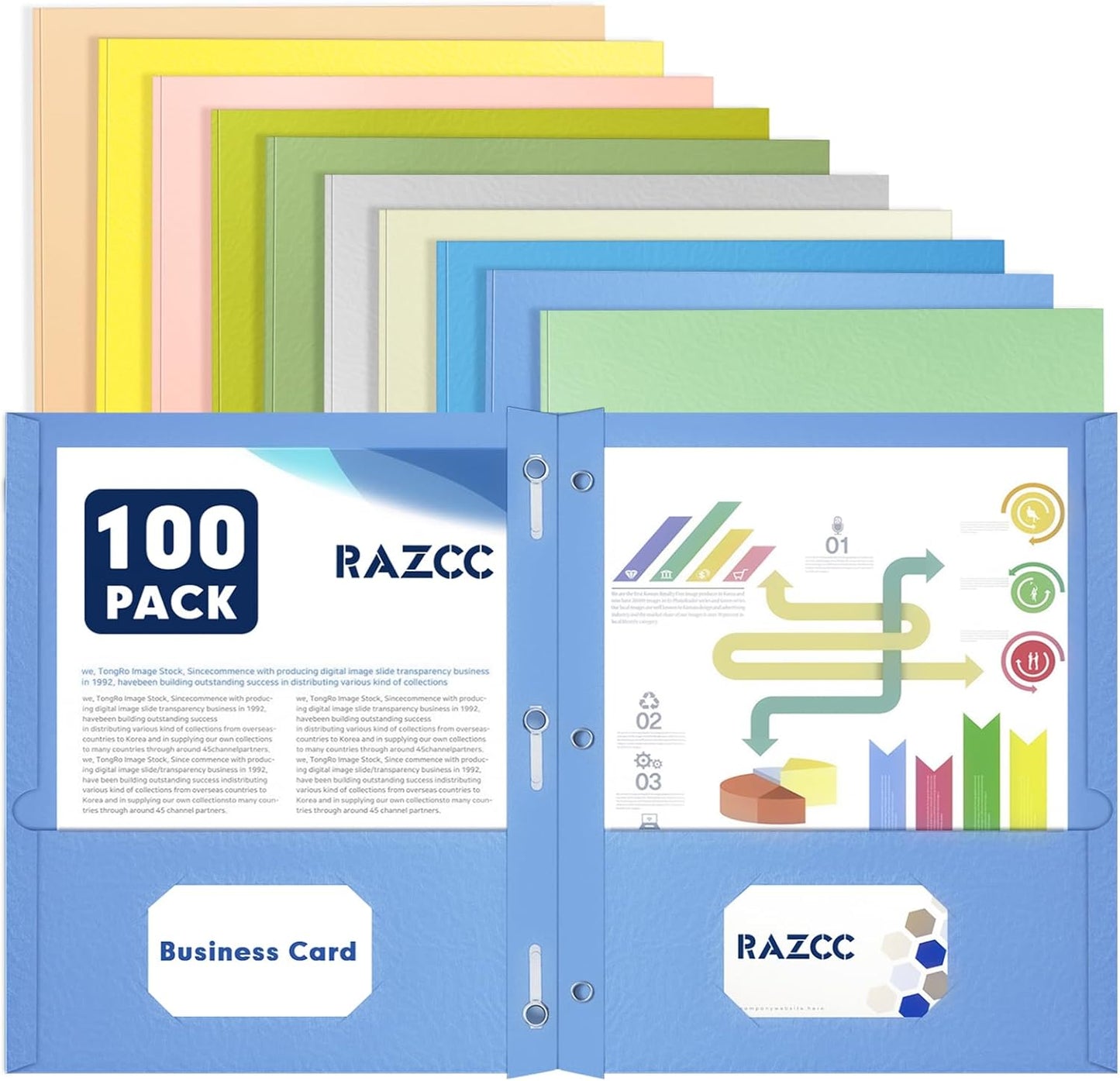 Two Pocket Folders for School Office Home Business - 100 Pack