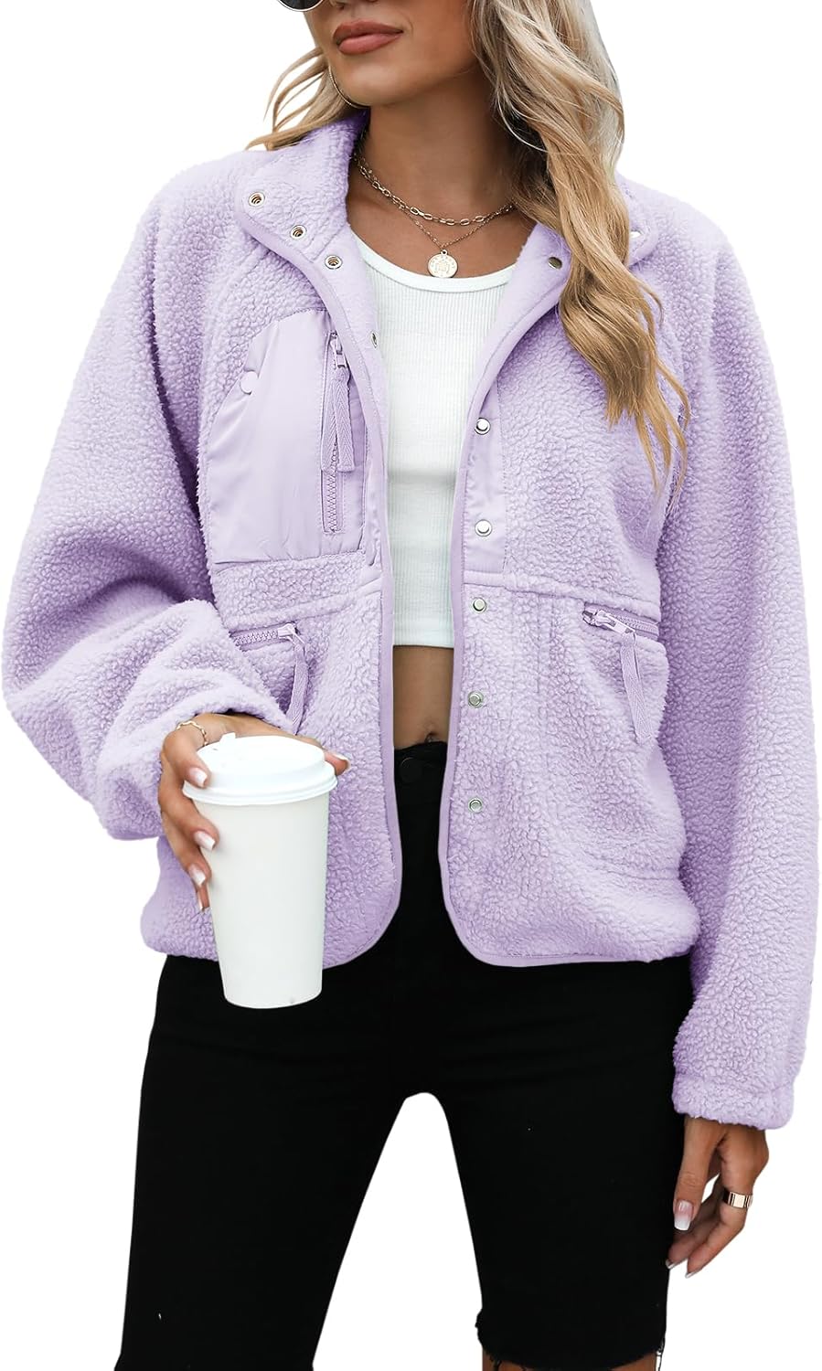 Yanekop Womens Fleece Jacket - Cozy Sherpa Winter Coat