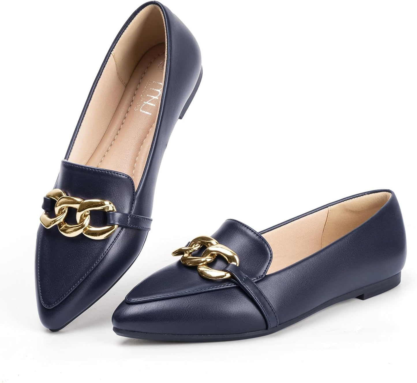 MUSSHOE Women's Loafers: Comfortable Fashion Chain Flats Shoes