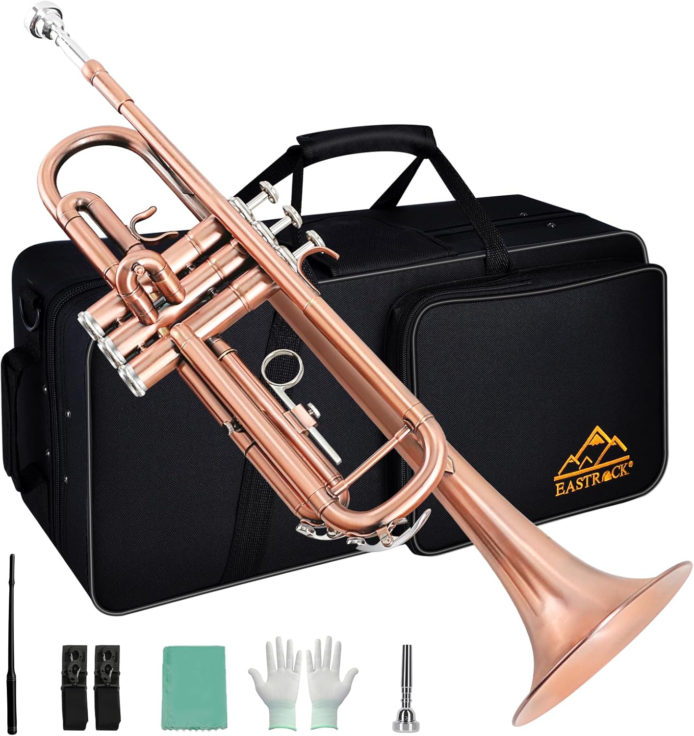 EASTROCK Bb Trumpet Set with Case, Mouthpiece, and Cleaning Kit