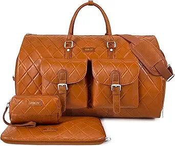 Convertible Garment Bag for Travel - Large Faux Leather Duffel