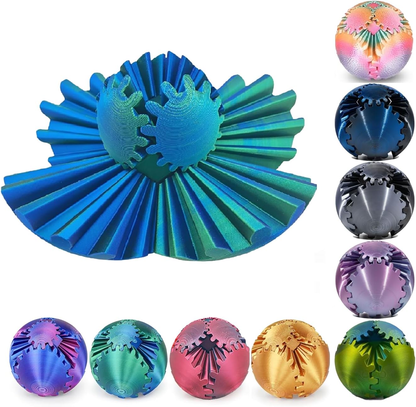 Green Gear Sphere Fidget Toy - Stress Relief