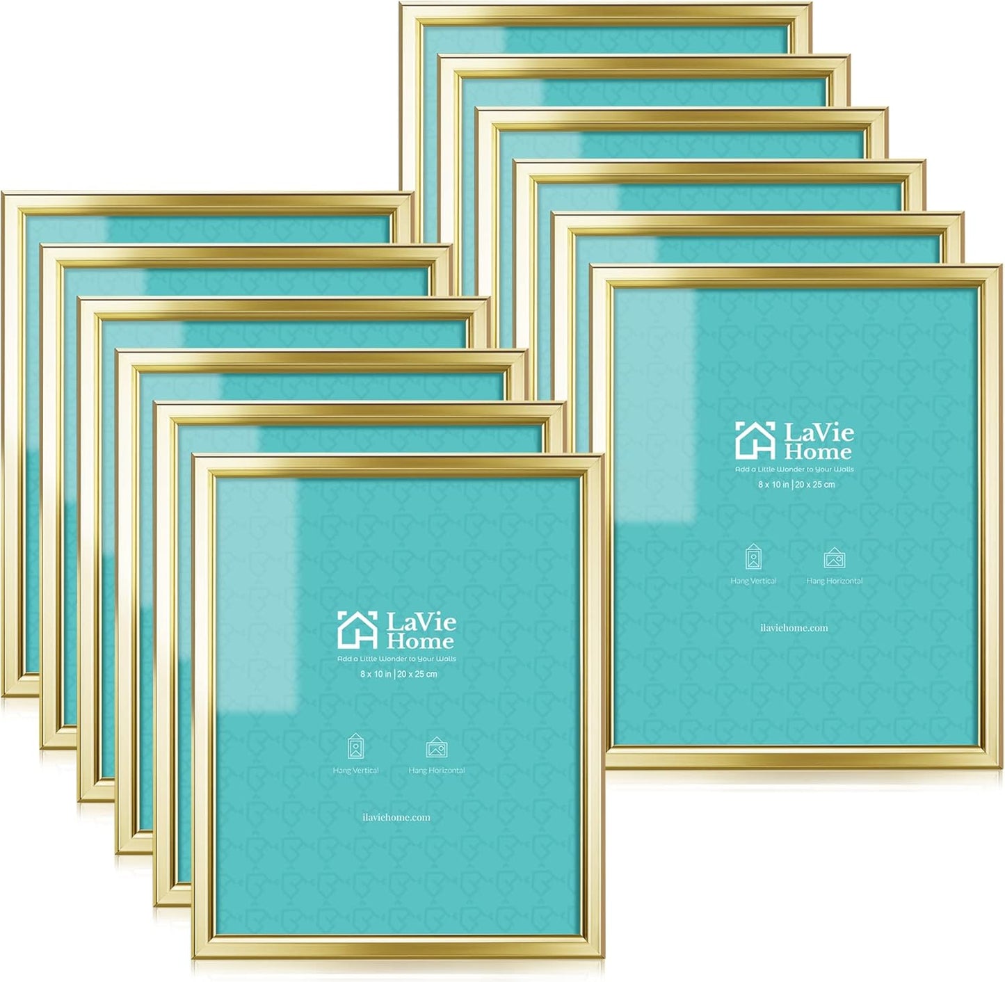 LaVie Home 8x10 Picture Frames - Set of 12 Classic Gold Frames