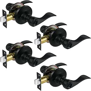 MONKEMON Black Door Handle Set of 4 for Privacy Locks