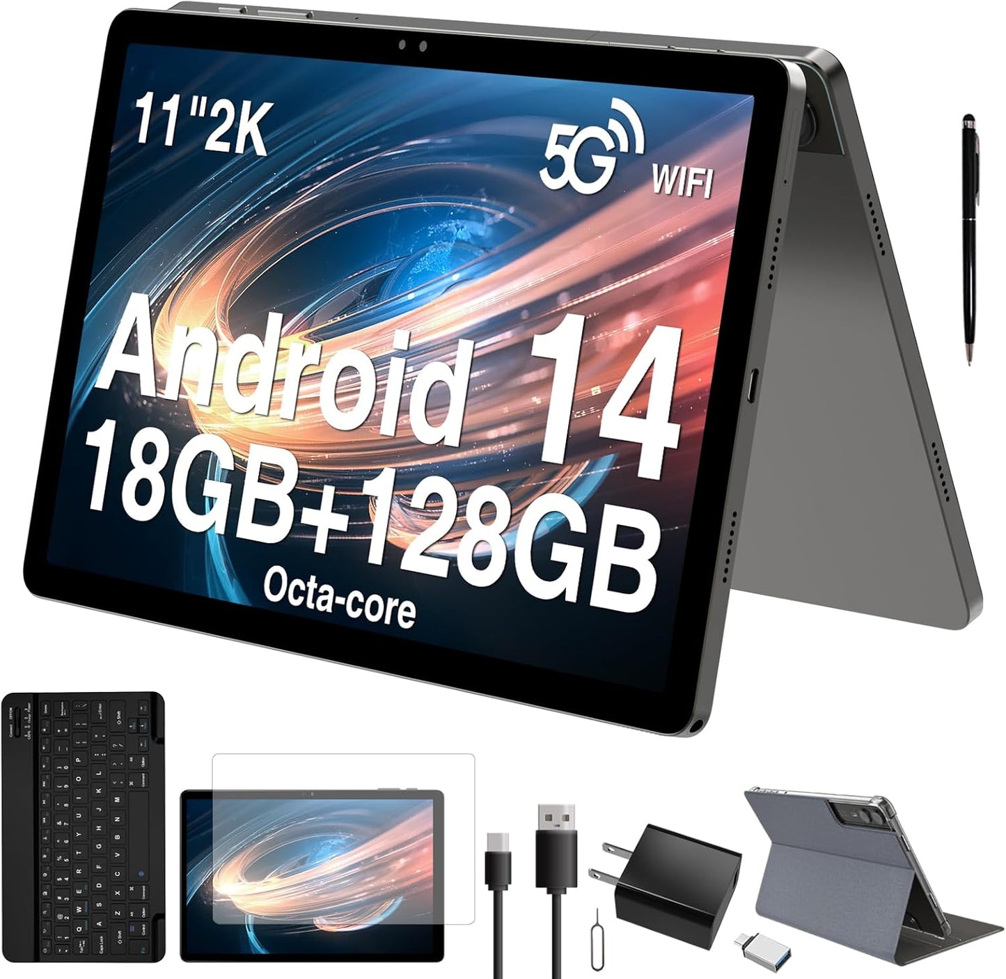 2025 Latest 11 inch Android 14 Tablet with 18GB RAM and 128GB ROM