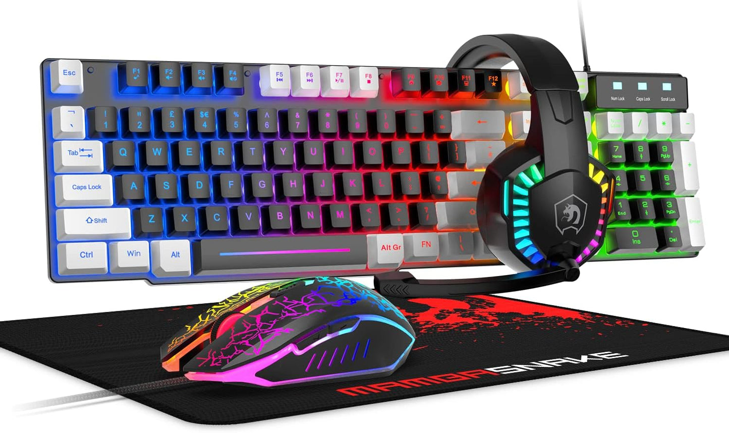 Wired Rainbow LED Backlit Keyboard and Mouse Gaming Set