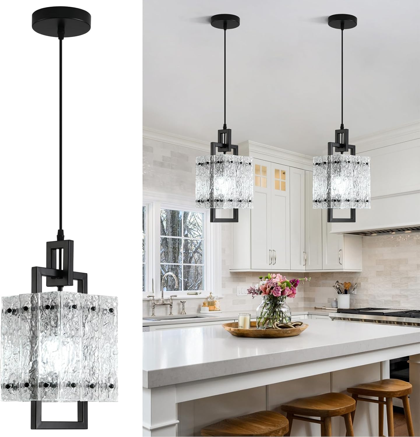Modern Black Pendant Light Fixtures for Kitchen Island Lighting