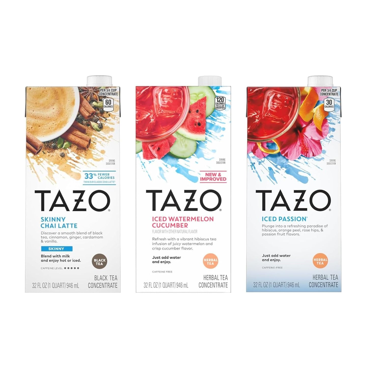 TAZO Tea Concentrate Variety Pack: Chai, Watermelon, Peach Mango
