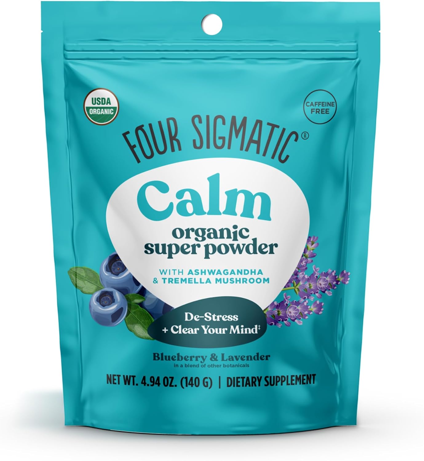 Four Sigmatic Calm Super Powder | Organic Blueberry Drink Mix