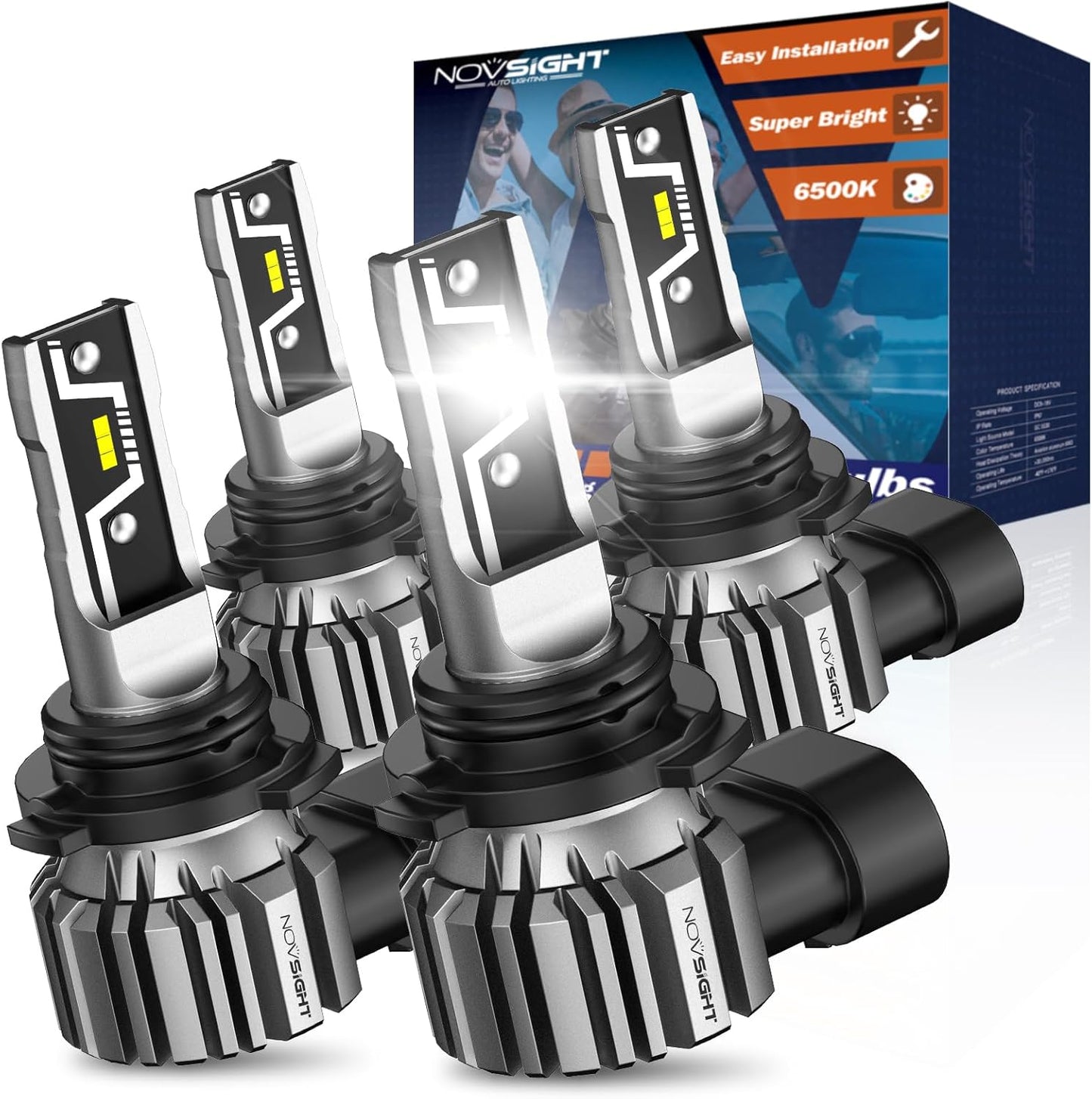 NOVSIGHT 9005 9006 LED Light Bulbs Combo - Bright 6500K Upgrade
