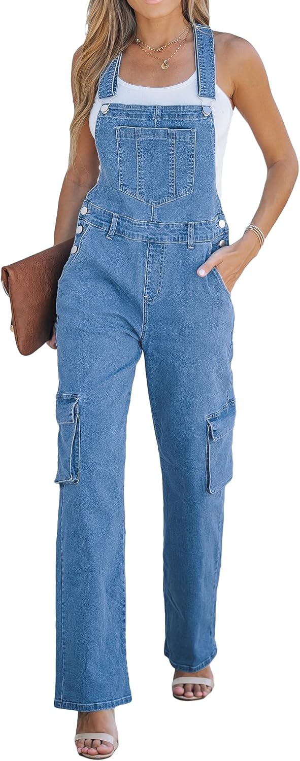 Luvamia Cargo Jean Overalls for Women - Trendy Utility Jumpsuit