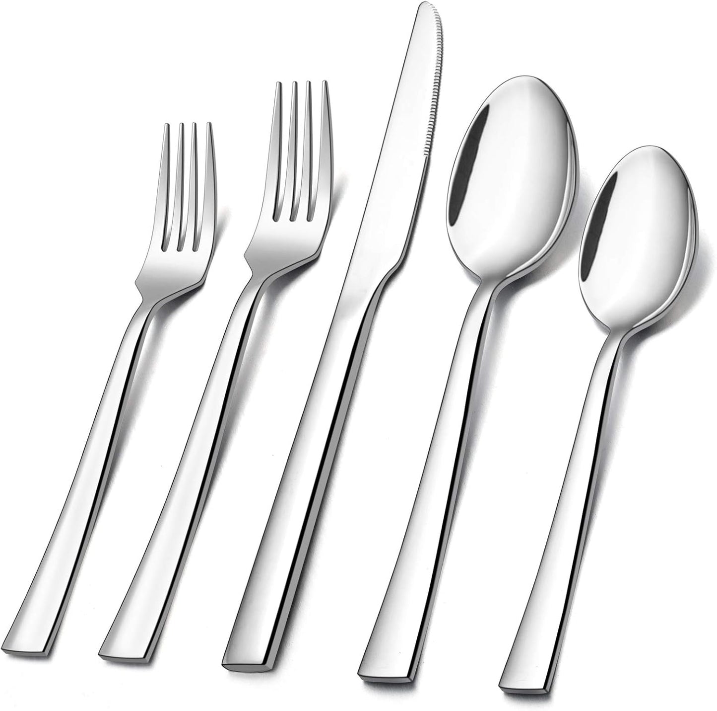 E-far 60-Piece Silverware Set for 12 - Premium Stainless Steel
