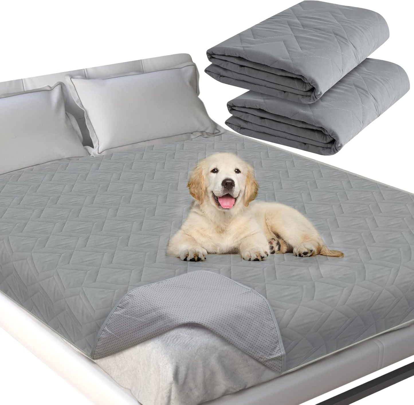 Waterproof Blanket 2 Pack Dog Bed Cover with Non-Skid Bottom
