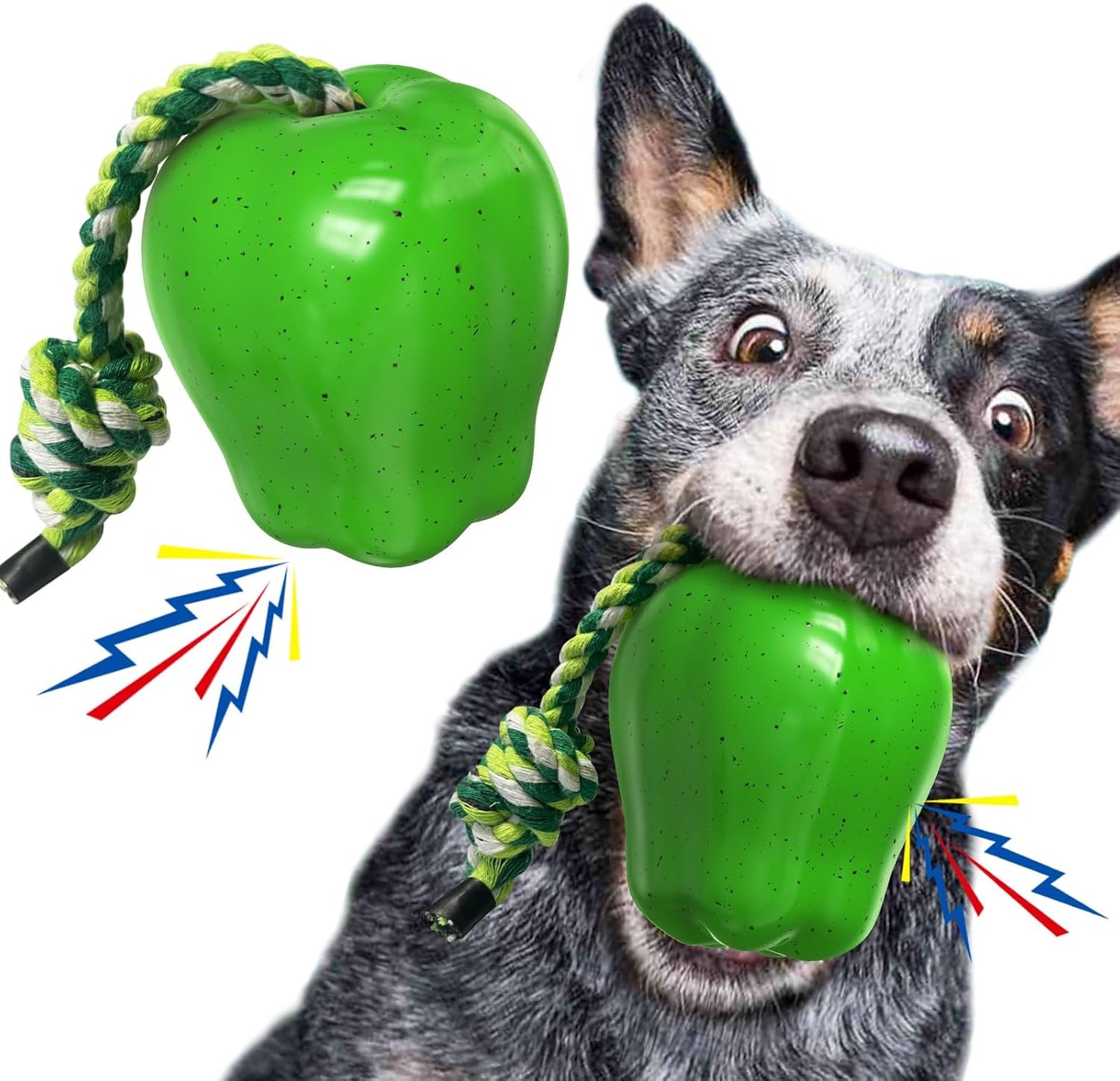 Indestructible Squeaky Apple Ball for Aggressive Chewers