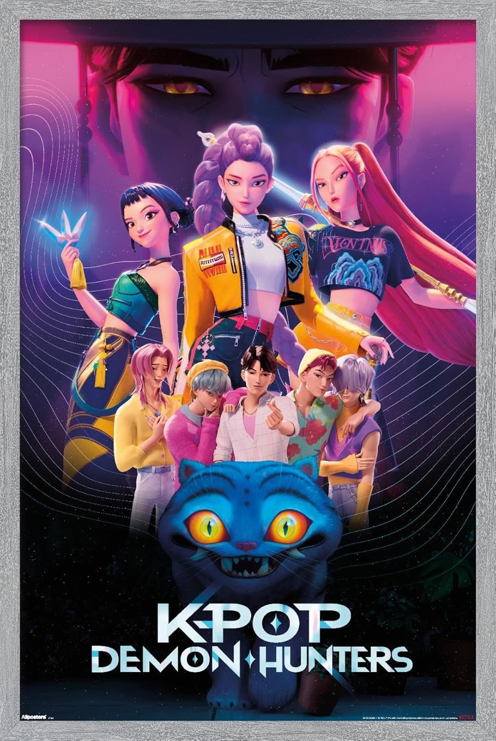 KPop Demon Hunters 2025 Group Wall Poster - Framed Art Decor