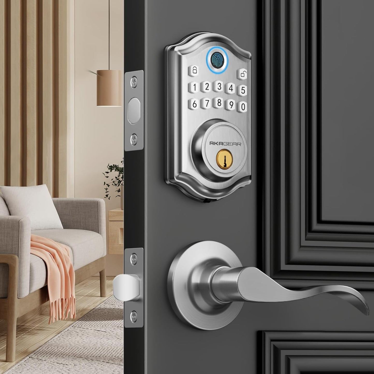 DS10 Keyless Entry Door Lock with Fingerprint and Keypad Access