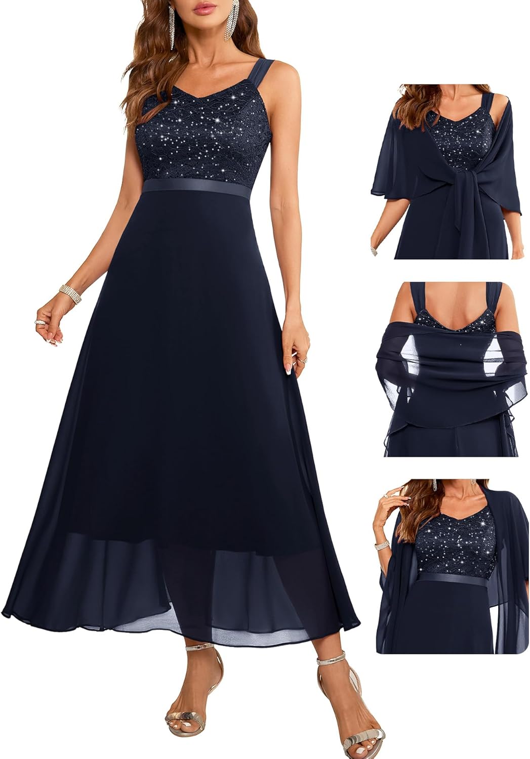 BeryLove Formal Wedding Guest Sequin Dress for Elegant Events