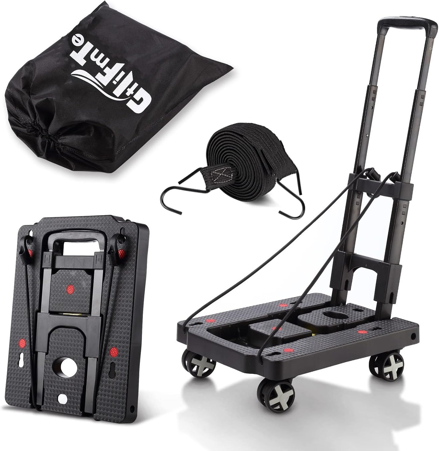 Folding Hand Truck Lightweight Dolly with 360 Swivel Wheels